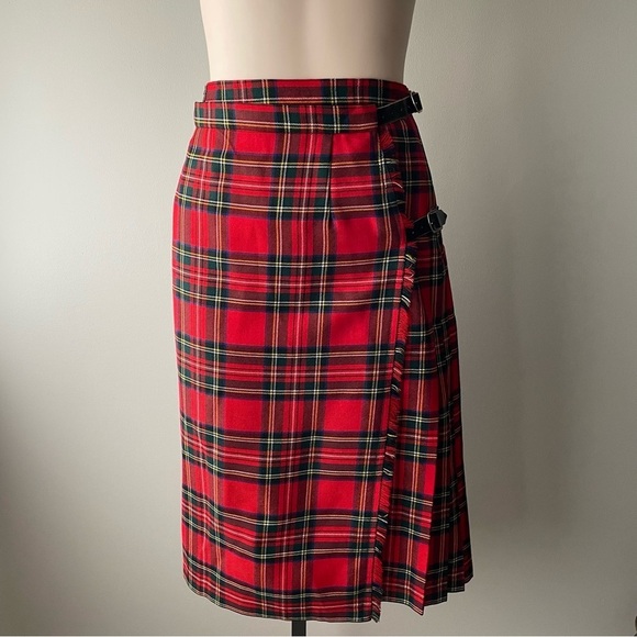 70s Vintage Scottish 100% Wool Plaid Red Kilt Vest Set The Tartan Gift Shops - Picture 5 of 13